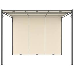Berkfield Home Durable Garden Gazebo with Side Curtain 3x3x2.25m Cream in Beige - thumbnail 3