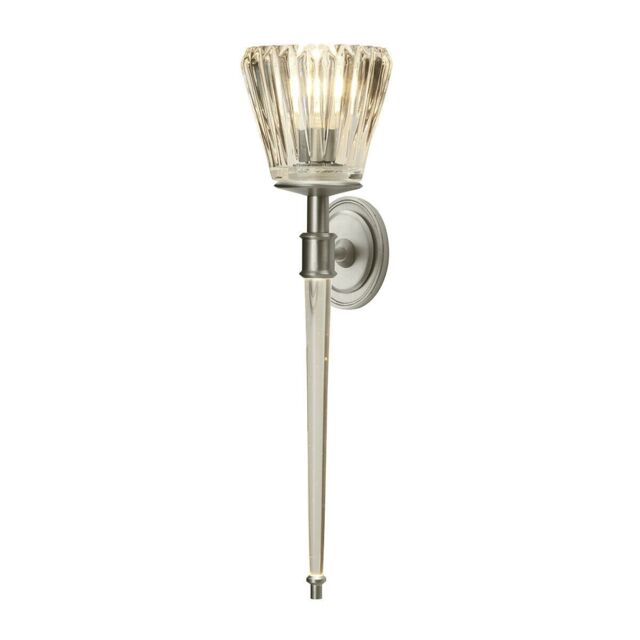 Loops Twin Wall Light Sconce IP44 Ribbed Glass Integral LED Brushed Nickel G9 3.5W in Metallics