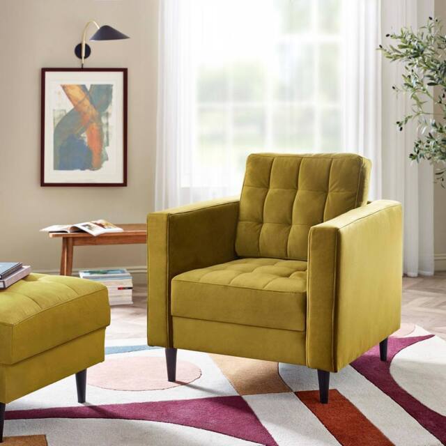 FurnitureboxUK Jade Velvet Chesterfield Armchair in Mustard - image 1
