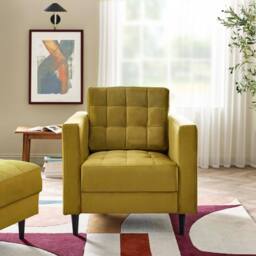 FurnitureboxUK Jade Velvet Chesterfield Armchair in Mustard - thumbnail 2