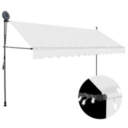 Berkfield Home Manual Retractable Awning with LED 350 cm Cream in Beige