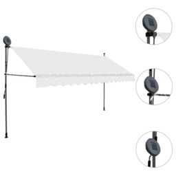 Berkfield Home Manual Retractable Awning with LED 350 cm Cream in Beige - thumbnail 3