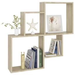 Berkfield Home Wall Cube Shelf Sonoma Oak 80x15x78.5 cm Engineered Wood in Light Oak - thumbnail 5