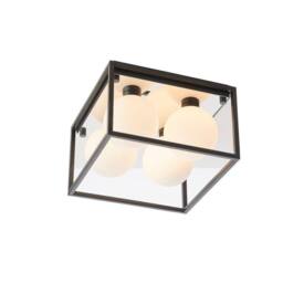 Netlighting 'MATERA' Dimmable 4 Light Glass Semi Flush Bathroom Ceiling Lamp in Black - thumbnail 1