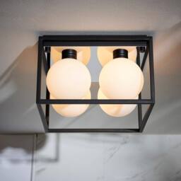 Netlighting 'MATERA' Dimmable 4 Light Glass Semi Flush Bathroom Ceiling Lamp in Black - thumbnail 3