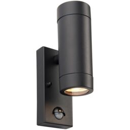 Loops Twin Up & Down Wall Light with PIR Sensor - 2 x 7W GU10 LED - Satin Black - thumbnail 1
