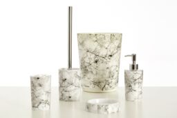 Orsina Sturdy ABS Plastic Waste Bin, Modern Marble Look Rubbish Bin, Functional Recycling Bin, Waste Bin in Grey - thumbnail 3