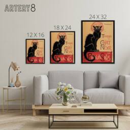 "Artery8 French Vintage Advert Chat Noir Black Cat Framed Canvas Wall Art Print - Size: W12"" x H16""" - thumbnail 4