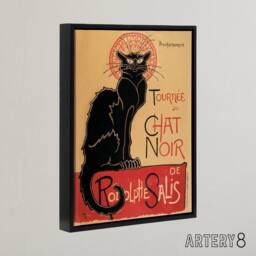 "Artery8 French Vintage Advert Chat Noir Black Cat Framed Canvas Wall Art Print - Size: W12"" x H16""" - thumbnail 2