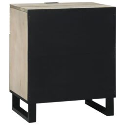 Berkfield Home Bedside Tables with Drawer White & Black 50 x 33 x 60 cm - thumbnail 5