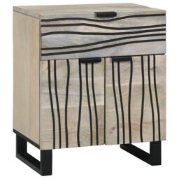 Berkfield Home Bedside Tables with Drawer White & Black 50 x 33 x 60 cm - thumbnail 1