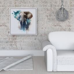 Warren Reed - Designer Majestic Elephant Splashart Framed Canvas in Off-White - Size: w40 inch x h40 inch - thumbnail 2