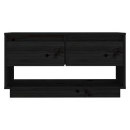 Berkfield Home TV Cabinet Black 74x34x40 cm Solid Wood Pine - Size: 74 x 34 x 40 cm - thumbnail 3