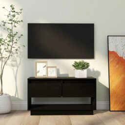 Berkfield Home TV Cabinet Black 74x34x40 cm Solid Wood Pine - Size: 74 x 34 x 40 cm