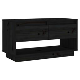 Berkfield Home TV Cabinet Black 74x34x40 cm Solid Wood Pine - Size: 74 x 34 x 40 cm - thumbnail 2