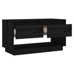 Berkfield Home TV Cabinet Black 74x34x40 cm Solid Wood Pine - Size: 74 x 34 x 40 cm - thumbnail 4
