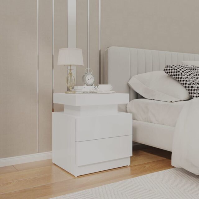 Berkfield Home Bedside Cabinet High Gloss White 45x35x52 cm Engineered Wood - Size: 45 x 35 x 52 cm - image 1