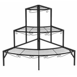 Kelvenix 3 Tier Corner Plant Stand Metal Tiered Plant stand in Black - thumbnail 1