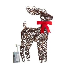 Samuel Alexander 40cm Battery Operated Christmas Reindeer with Red Bow & 30 White LEDs in Brown - thumbnail 1