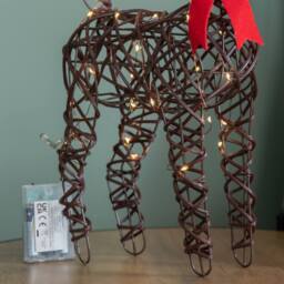 Samuel Alexander 40cm Battery Operated Christmas Reindeer with Red Bow & 30 White LEDs in Brown - thumbnail 5