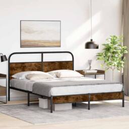 Berkfield Home Bed Frame Without Mattress 160x200 cm Smoked Oak Engineered Wood in Brown - thumbnail 2