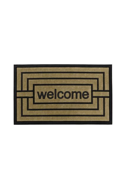 JVL Vienna Rubber Backed Scraper Doormat 45x75cm Welcome in Brown - Size: 45 cm x 75 cm - image 1