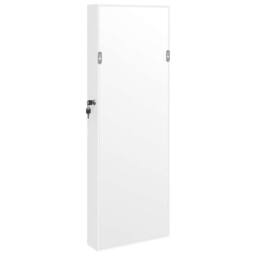 Berkfield Home Mirror Jewellery Cabinet with LED Lights Wall Mounted White - thumbnail 7