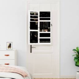 Berkfield Home Mirror Jewellery Cabinet with LED Lights Wall Mounted White
