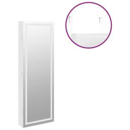 Berkfield Home Mirror Jewellery Cabinet with LED Lights Wall Mounted White - thumbnail 9