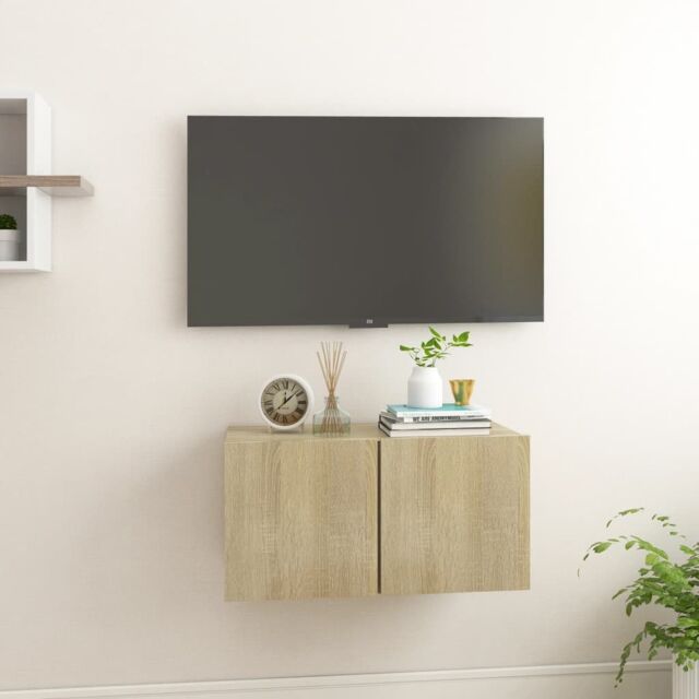 Berkfield Home Hanging TV Cabinet Sonoma Oak 60x30x30 cm in Brown - Size: 60 x 30 x 30 cm - image 1