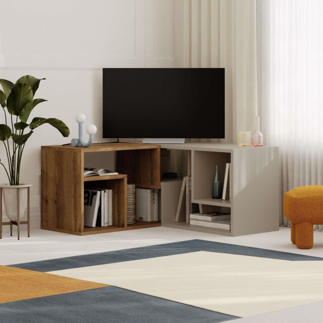 Decortie Glis' Modern Corner TV Unit for TVs Up to 35 Inches in Dark Brown - Size: 1 Pack - image 1