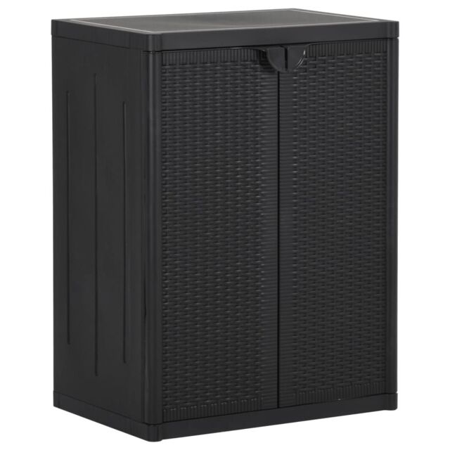 Berkfield Home Garden Storage Cabinet Black 65x45x88 cm PP Rattan - Size: 65 x 45 x 88 cm - image 1