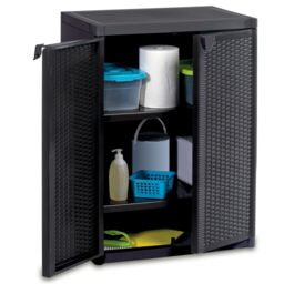 Berkfield Home Garden Storage Cabinet Black 65x45x88 cm PP Rattan - Size: 65 x 45 x 88 cm - thumbnail 5