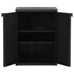 Berkfield Home Garden Storage Cabinet Black 65x45x88 cm PP Rattan - Size: 65 x 45 x 88 cm - thumbnail 4