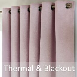 Luxury Living Chenille Blackout Eyelet Curtains Thermal Triple Weave Pair in Pink - Size: 168 cm width x 229 cm drop - thumbnail 3