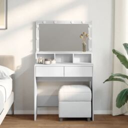 Berkfield Home Dressing Table with LED White 80x41x134.5 cm