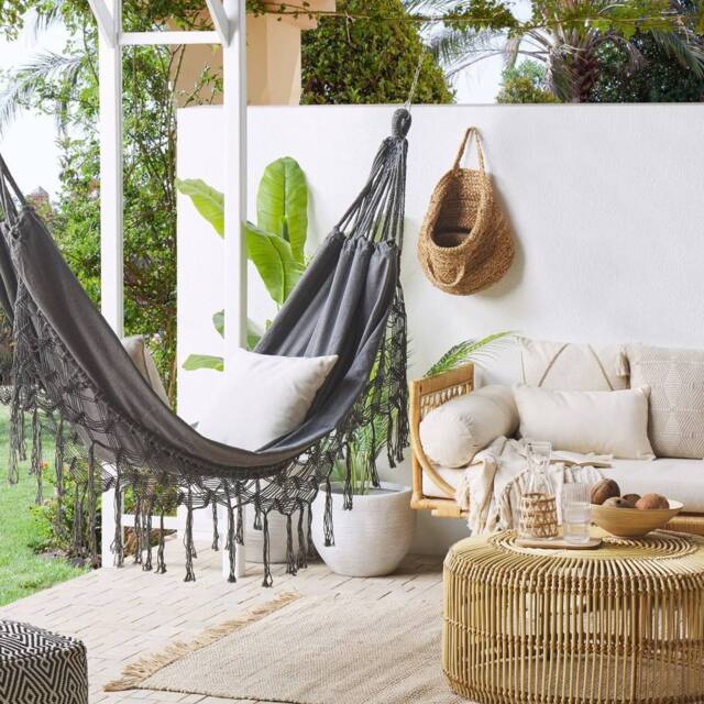Wyld and Coco Boho Garden Hammock Grey Cotton-Polyester Swing Seat - image 1