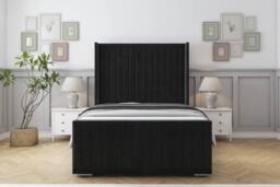"Comfort Beds Chester Plush Bed Frame With Mattress-50"" Upholstered Wingback in Black - Size: King" - thumbnail 2
