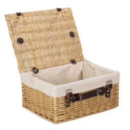 Red Hamper Wicker 40 cm Buff Empty Hamper with Cotton Lining in Natural - thumbnail 1