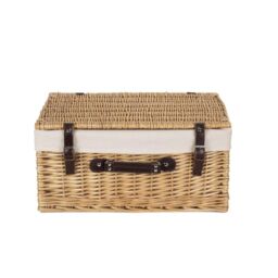 Red Hamper Wicker 40 cm Buff Empty Hamper with Cotton Lining in Natural - thumbnail 3