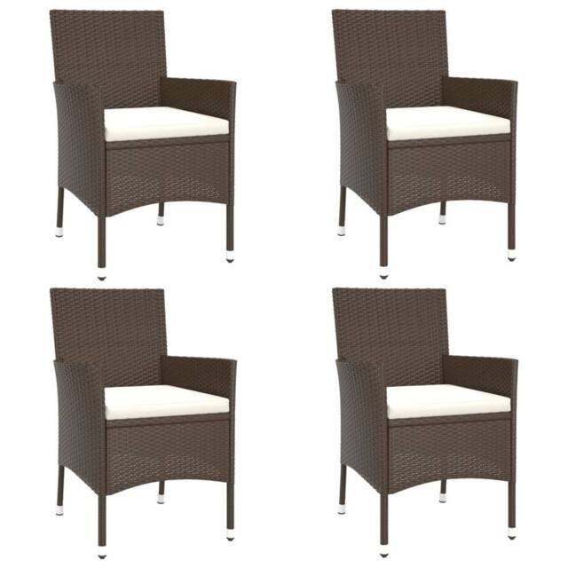Berkfield Home Garden Chairs with Cushions 4 pcs Brown Poly Rattan - image 1
