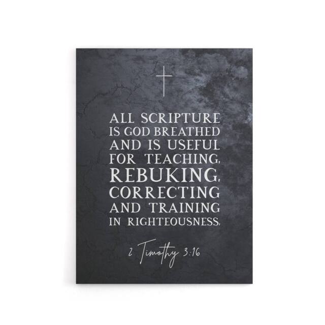 "Artery8 Timothy 3 16 All Scripture Is God Bible Quote Canvas Wall Art Print in Grey - Size: W18"" x H24""" - image 1