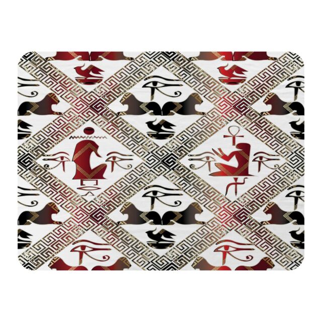 Benjamin Tate Design Egyptian Hieroglyphs In Red & Black Blanket in Natural - Size: 120 cm x 150 cm - image 1