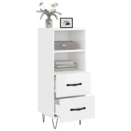 Berkfield Home Sideboard High Gloss White 34.5x34x90 cm Engineered Wood - thumbnail 4