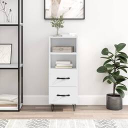 Berkfield Home Sideboard High Gloss White 34.5x34x90 cm Engineered Wood - thumbnail 2
