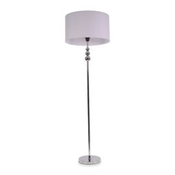 ValueLights Marissa Fabric Drum Shade with Chrome Stacked Ball Floor Lamp in Grey - thumbnail 2