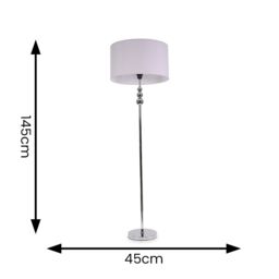 ValueLights Marissa Fabric Drum Shade with Chrome Stacked Ball Floor Lamp in Grey - thumbnail 5