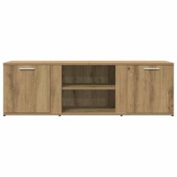 Berkfield Home TV Cabinet Artisan Oak 120x34x37 cm Engineered Wood in Brown - Size: 120 x 34 x 37 cm - thumbnail 4