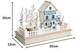 Marco Paul Pre-Lit Christmas Village Scene - House & Snowman in White - thumbnail 9