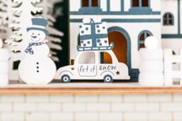 Marco Paul Pre-Lit Christmas Village Scene - House & Snowman in White - thumbnail 6